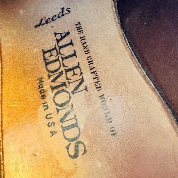 Vintage Allen Edmonds LEEDS Plain Toe Derby Shoe Mens Sz 10 B Brown Pebbled - Picture 7 of 8